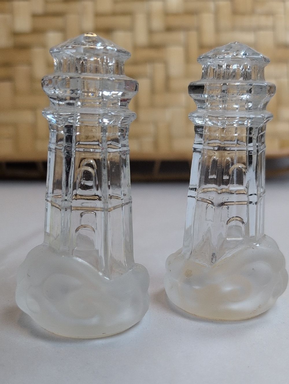 Lenox Crystal Lighthouse Salt and Pepper Shaker Set Made In Germany Coastal